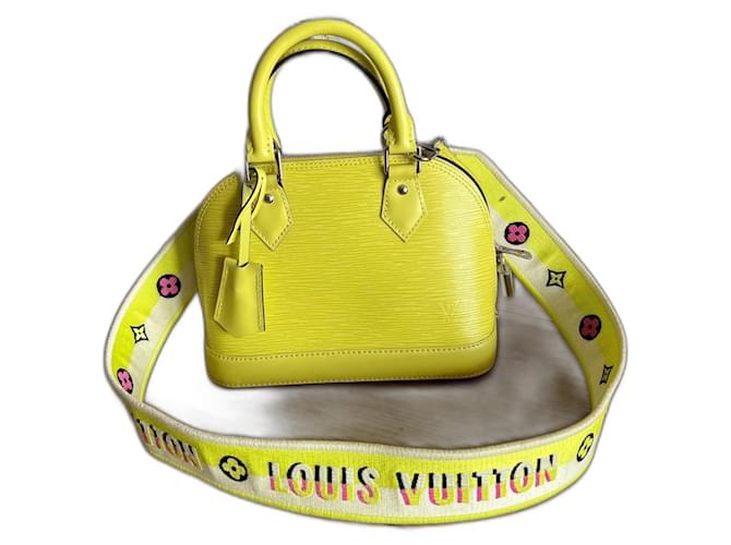 Borsa a mano in pelle Alma BB Louis Vuitton giallo pastello/verde fluorescente