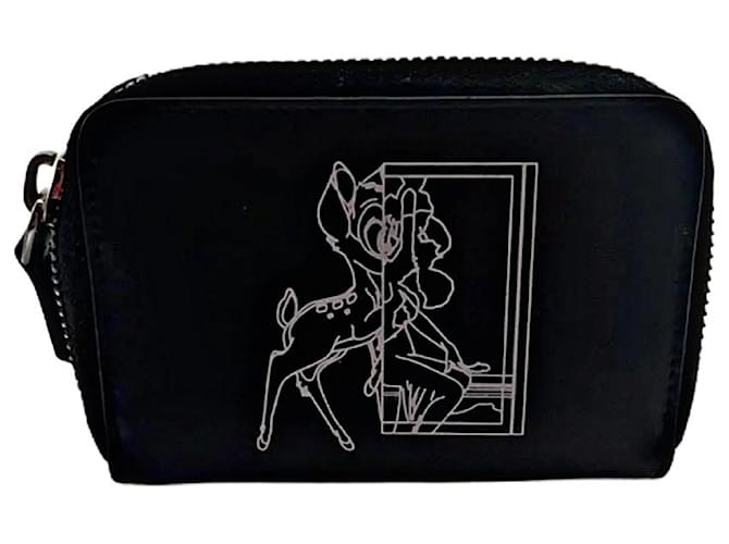 Portafoglio compatto Bambi in pelle di vitello nera Authentic Givenchy Riccardo Tisci 14 AW Nero