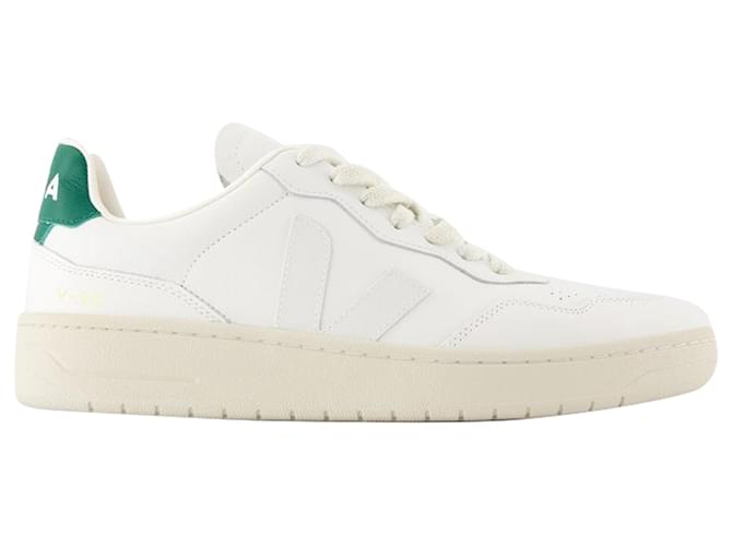Sneakers V-90 - Veja - Pelle - Bianco