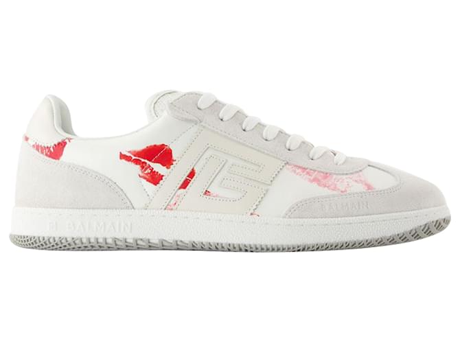 Sneakers Swan Balmain - Balmain - Pelle - Bianco/Rosso