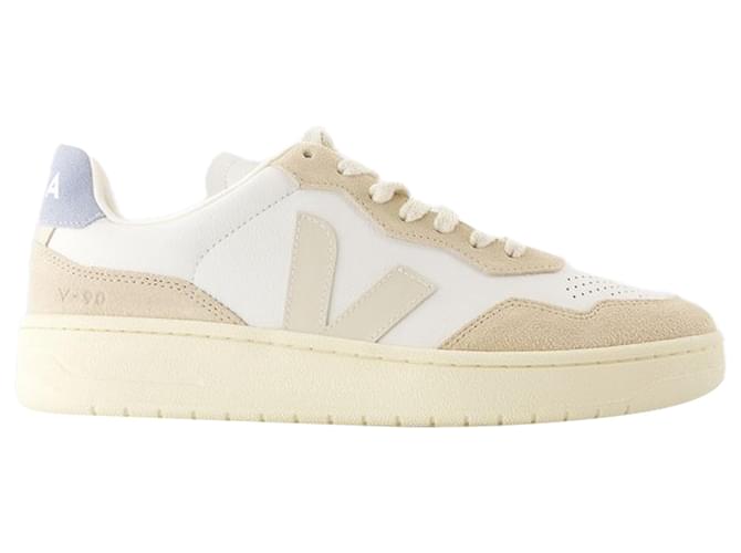 Sneakers V-90 - Veja - Pelle - Bianco Extra