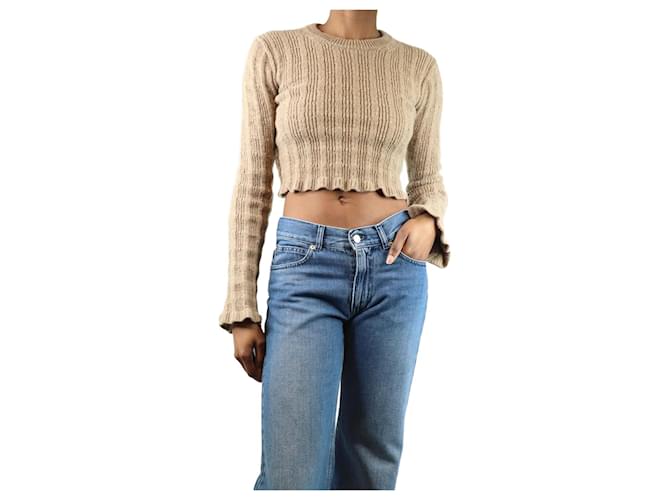 Acne Maglione in misto lana a coste con frange marrone chiaro - taglia XS