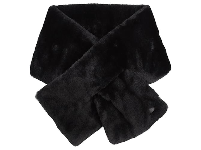 Sciarpa incrociata in pelliccia sintetica Saint Laurent Nero