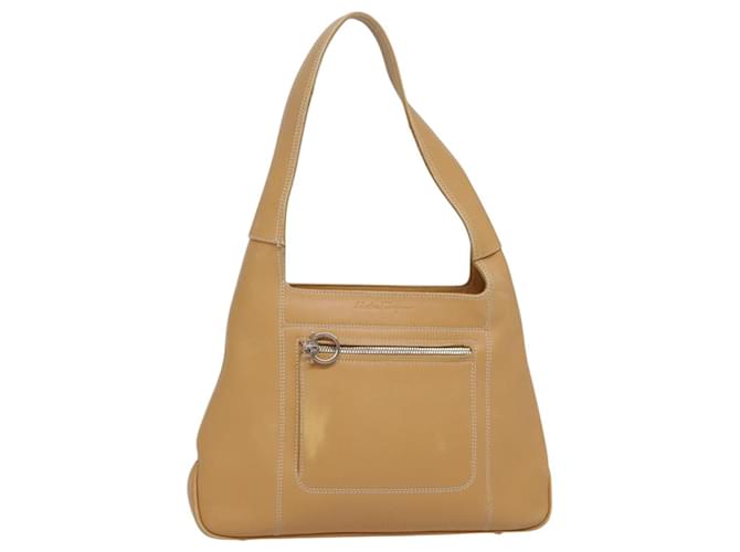 Borsa a Spalla Gancini in Pelle Beige Argento Auth fm3832 di Salvatore Ferragamo