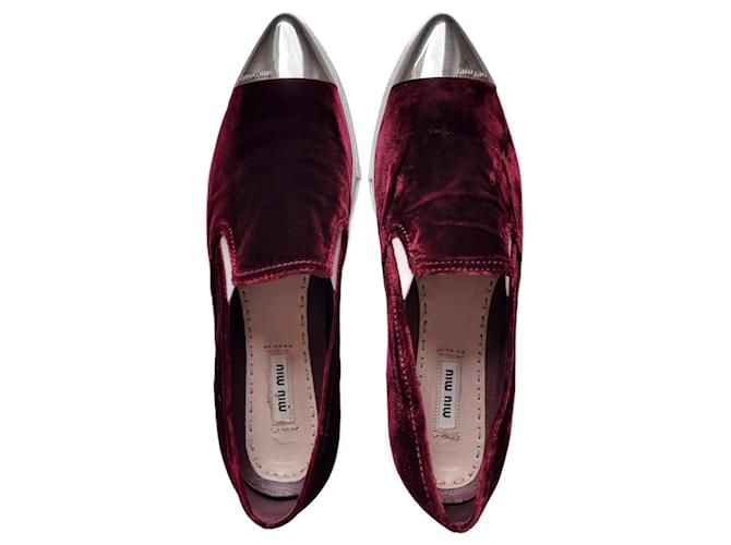 Sneakers/allenatori in velluto bordeaux Miu Miu Bianco Bordò