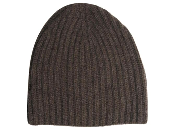 Loro Piana Berretto in cashmere a coste marrone