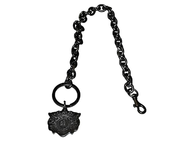 Portachiavi a catena placcato argento autentico Givenchy con emblema 4G Silver hardware