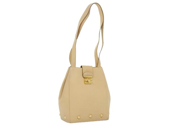 Borsa a Spalla Salvatore Ferragamo in Pelle Beige Oro Auth 93202 D'oro