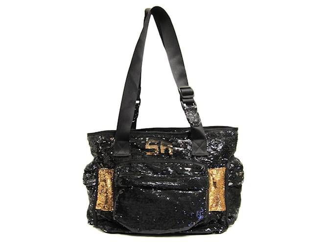 Borsa in paillettes nera e dorata di Sonia Rykiel - anni 2000 Nero