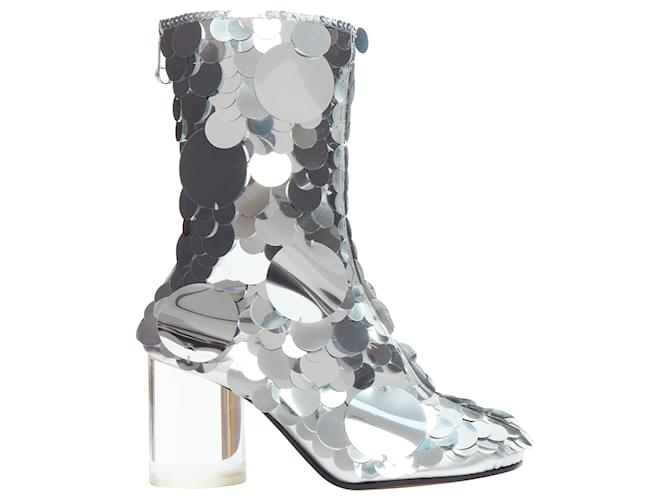 Maison Martin Margiela Stivaletti con tacco in lucite trasparente e paillettes argento di Maison Margiela Metallico