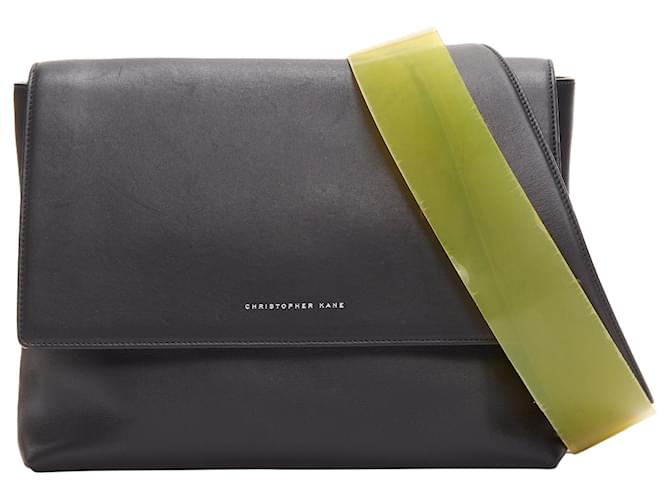 Borsa reversibile in pelle e plastica a doppia scala di Christopher Kane Nero