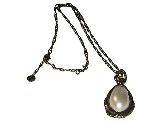 Collana a serpente in perle di vetro bianche vintage autentica Alexander McQueen Gold hardware