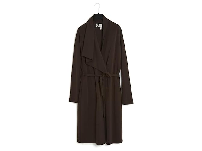 Cappotto Lanvin Alber Elbaz FR38 Marrone in Jersey di Lana Cappotto Pieghevole UK10 US8