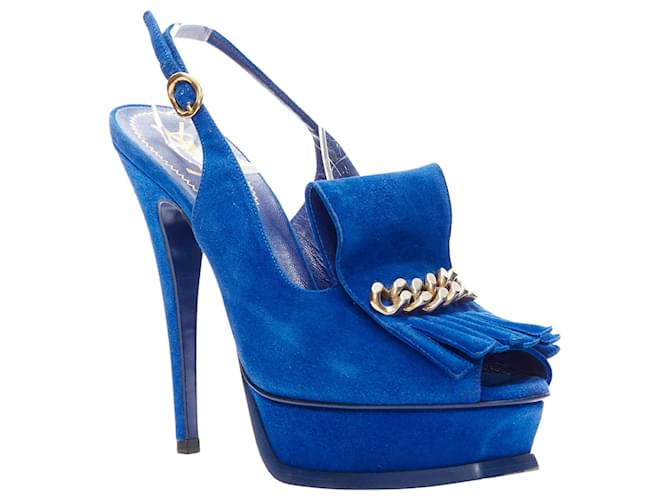 Tributo in suede con catena di Yves Saint Laurent Blu