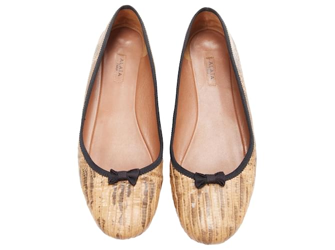 Alaïa Ballerine in pelle con rifinitura a fiocco Alaia Marrone