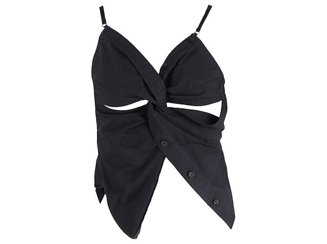 Top in cotone nero con dettaglio di bottone attorcigliato di Alexander Wang