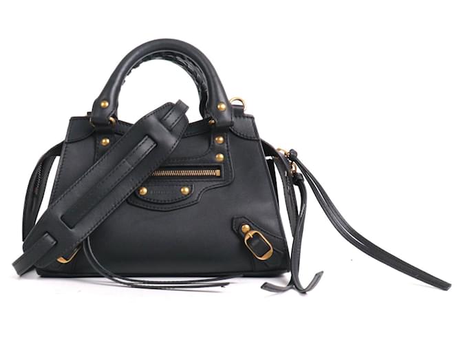 BALENCIAGA - Borsa a spalla nano Neo Classic Balenciaga in pelle liscia nera Nero