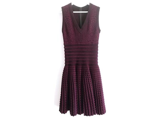 Abito skater in lana testurizzata Azzedine Alaïa Autunno 2010 Prugna