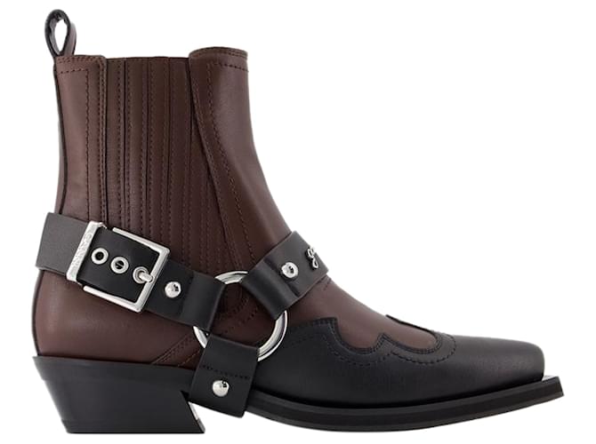 Stivali Western Chelsea - Ganni - Pelle Sintetica - Nero