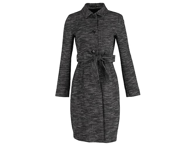 Hugo Boss Cappotto Boss in lana grigia con cintura a un bottone Grigio