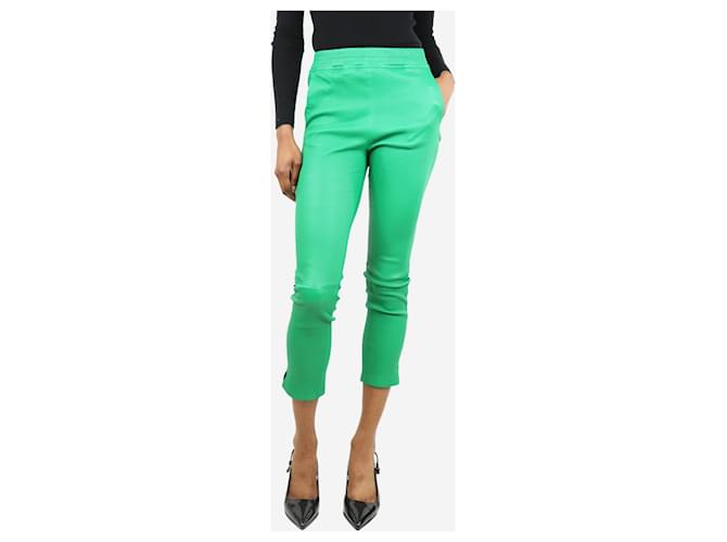 Giorgio Armani Pantaloni in pelle elastica verde - taglia UK 8