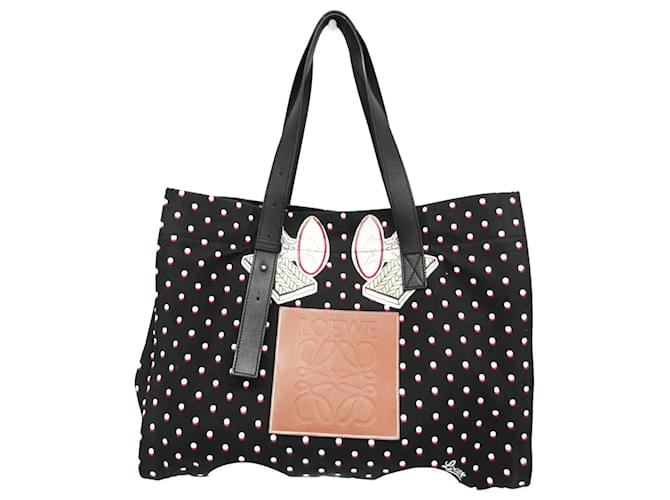 Borsa tote in tela e pelle Paula di Loewe Nero