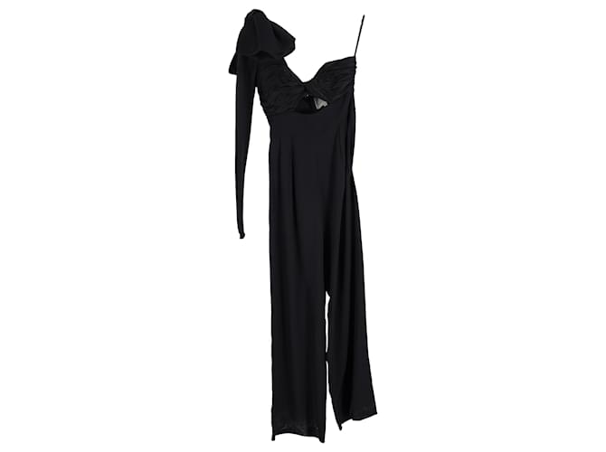 Jumpsuit asimmetrico Love Spell di Johanna Ortiz in crêpe di seta nera Nero