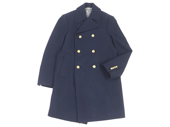 Cappotto Chester in lana doppiopetto Thom Browne blu navy