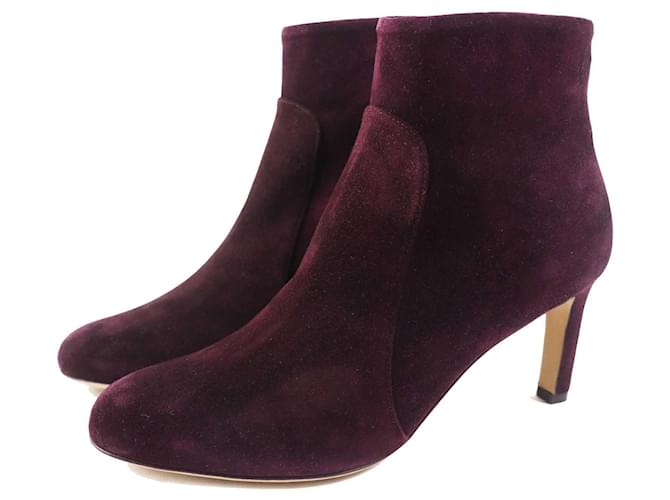 Stivali corti in camoscio di pelle di capra Salvatore Ferragamo 7D per donne Porpora