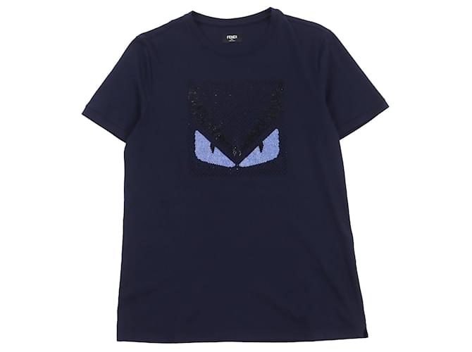 T-shirt Fendi Monster Eye in strass blu navy
