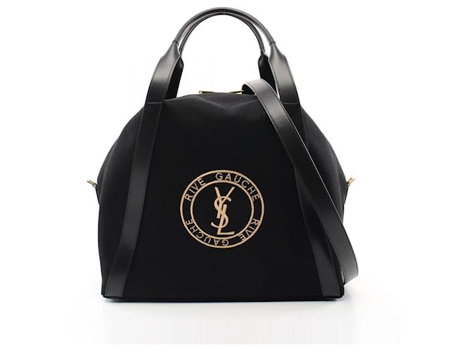 Yves Saint Laurent Borsa bowling in tela e pelle Saint Laurent Rive Gauche Nero