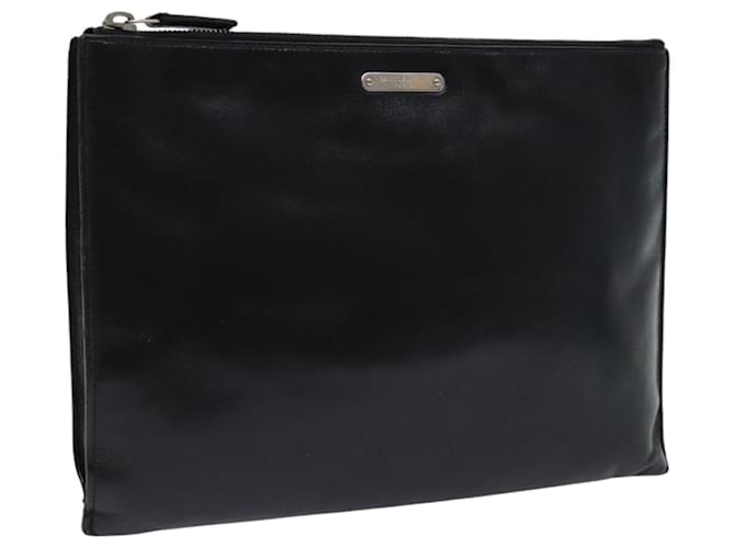 Borsa Clutch SAINT LAURENT in pelle nera argento autentica bs18804 Nero