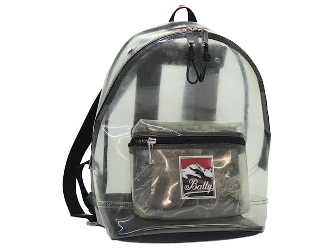 BALLY Zaino in Vinile Trasparente Nero Argento Auth bs18516