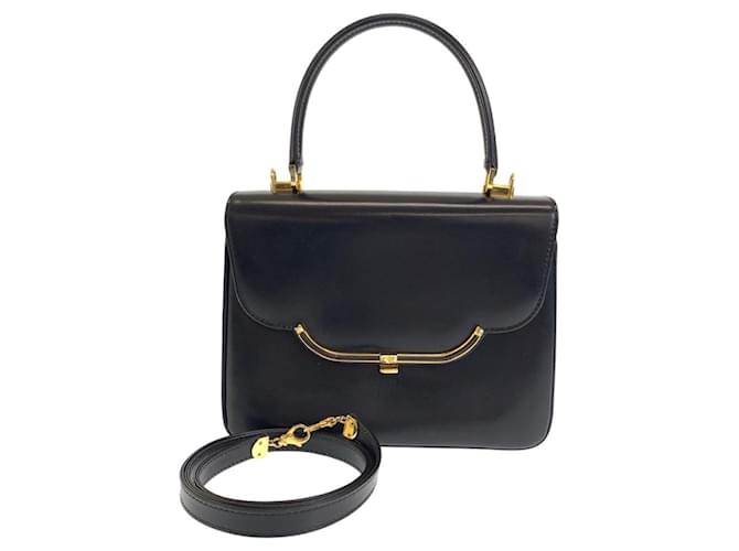 Borsa a mano in pelle nera vintage Bally 2 in 1 Nero