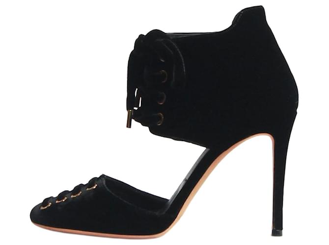 Jimmy Choo Pumps in velluto nero con lacci - taglia EU 38