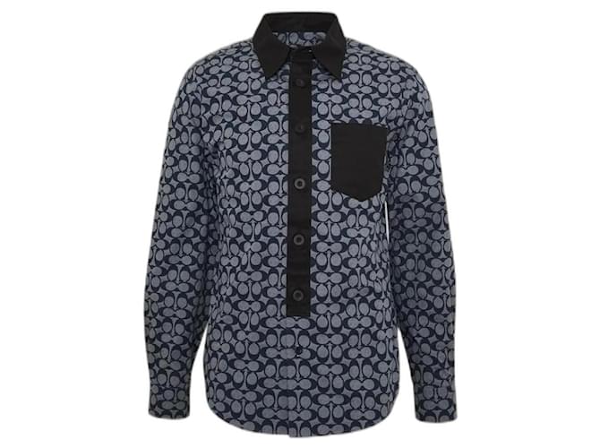Camicia casual Coach con stampa logo Nuova XL Blu