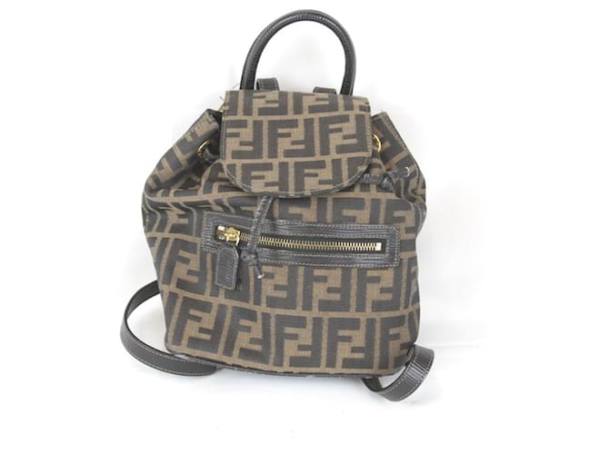 Zaino in tela khaki Fendi Zucca Cachi