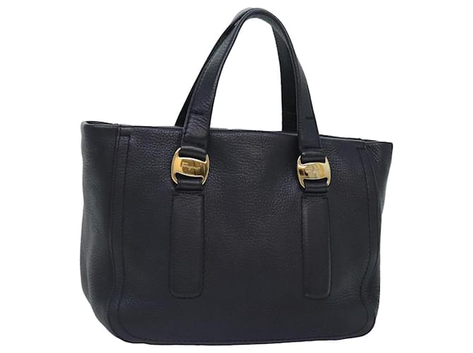 Borsa a mano in pelle nera e oro Salvatore Ferragamo Vala Auth bs18289 Nero D'oro