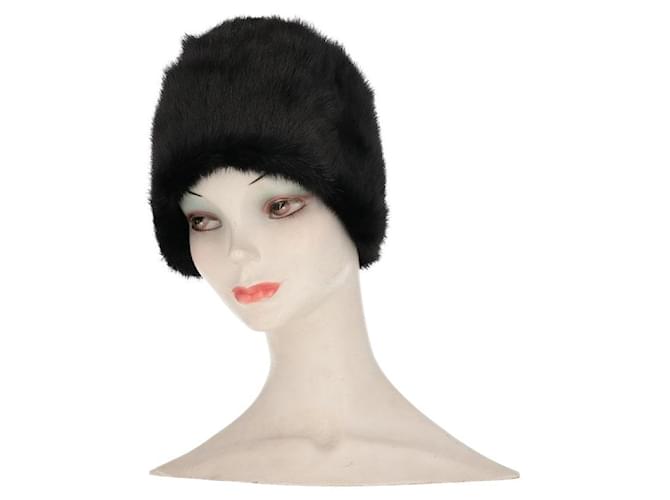 Autre Marque A.N.G.E.L.O. Vintage Cult Cappello in Pelliccia di Visone Nera - Anni 2020 Nero