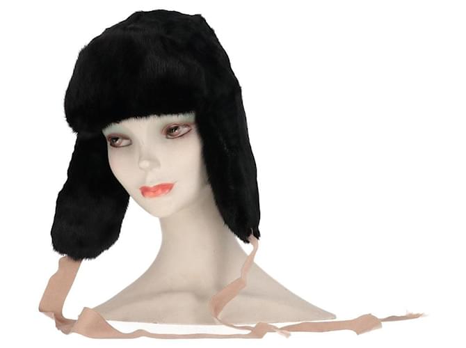 Autre Marque A.N.G.E.L.O. Vintage Cult Cappello Cossacco in Pelliccia Nera - Anni 2020 Nero