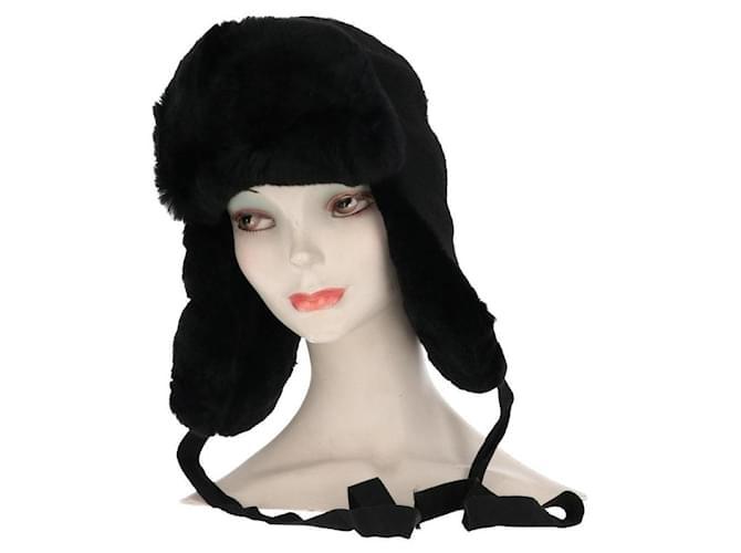 Autre Marque A.N.G.E.L.O. Vintage Cult Cappello Ushanka in Pelliccia Nera - Anni 2020 Nero
