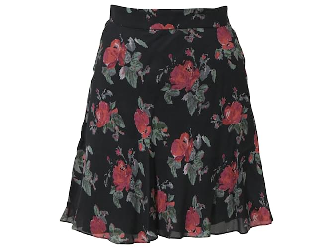 Gonna mini A-line con stampa floreale di Saint Laurent in chiffon multicolore