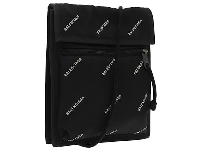 BALENCIAGA Borsa a Spalla in Nylon Nero Argento 532298 Auth bs18814