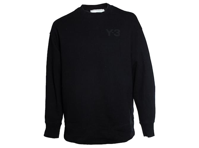 Y3 Y-3, maglione nero a collo rotondo