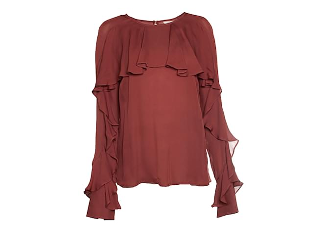 Veronica Beard, top arricciato color ruggine Marrone Rosso