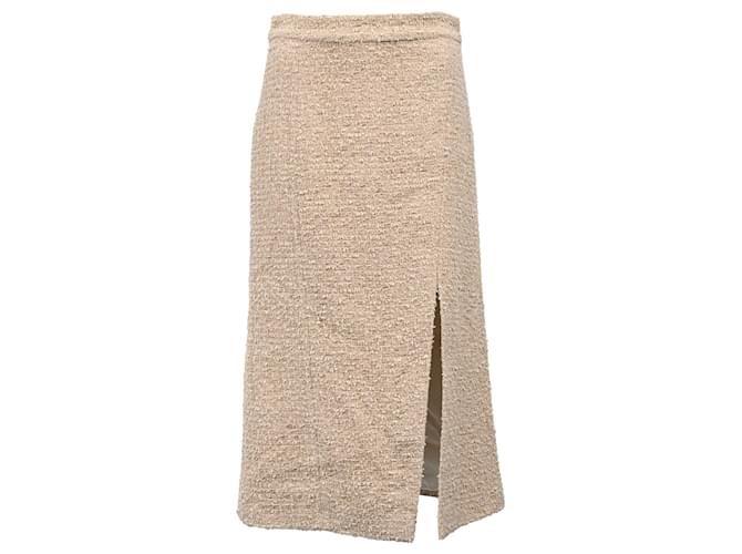 Gonna midi a vita alta Etro in tweed beige