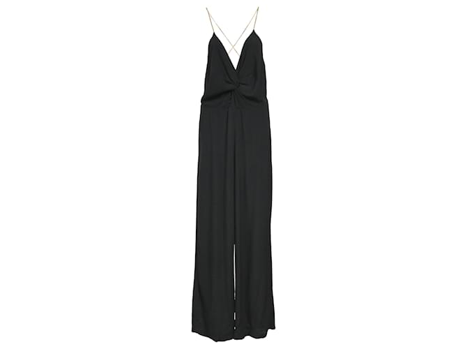 Jumpsuit V-Neck con Spalline a Catena Ba&Sh in Viscosa Nera Nero