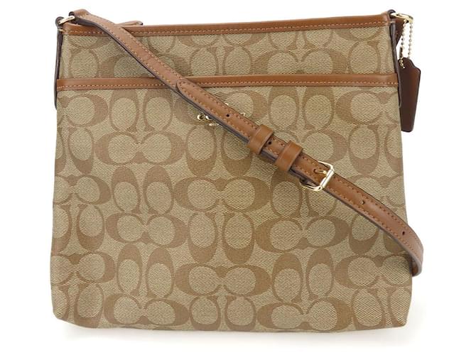 Borsa a spalla in pelle PVC Coach Marrone