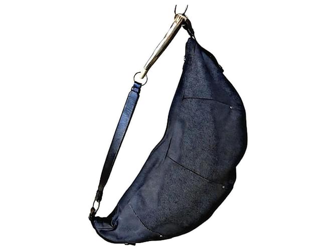 Yves Saint Laurent Borsa Mombasa in denim autentica YSL Tom Ford rara e grande Blu