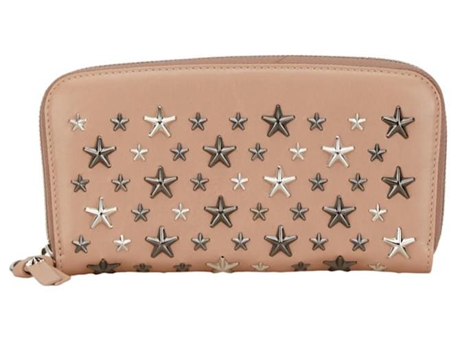 Portafoglio lungo rotondo con borchie a stella Jimmy Choo Beige